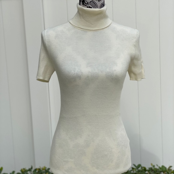 Michael Kors Turtleneck Short Sleeve Sweater Bone Size L JF96G52CFN - Picture 10 of 14